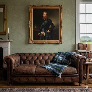 Tartan Throw Mohair Vintage Plaid Wool Throw Blanket Clan Gordon Dress Modern